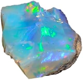 Natural Ethiopian White Opal Gemstone, Raw Rough Stone for Jewellery Making, Iridescent Multi-Color