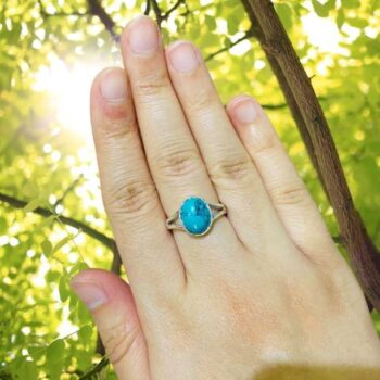 Lab Certified Cultured Turquoise Adjustable Ring Firoza...