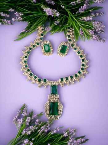 Alloy Gold-plated Gold, Green, Ruby Red Jewel Set