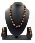 Brass Gold-plated Green, Red Jewel Set