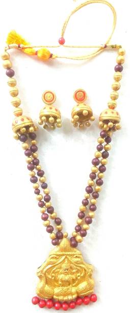 Stone Brass Green Jewel Set