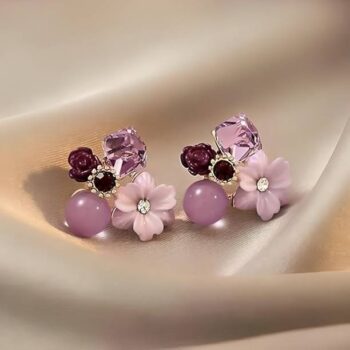 92.5 Sterling Silver RUBY stone Earring Tops Hanging Wo...