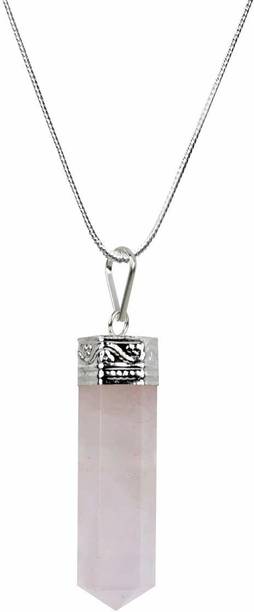 Natural Healing Rose Quartz Pendant Pencil Shape Crysta...