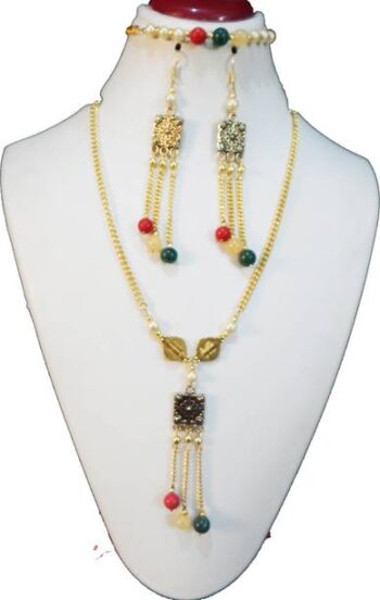 Alloy Gold-plated Green, Pink, Gold Jewel Set