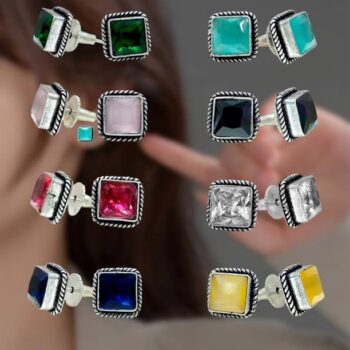 Trendy Silver Oxidised Multicolor Monalisa Stone Kaan B...