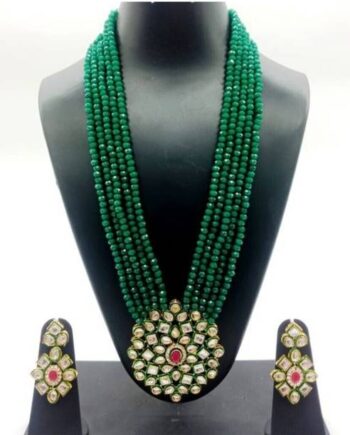 Stone, Crystal Brass Green Jewel Set