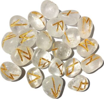 CRYSTU Clear Quartz Cabochon Reiki Symbol Rune Set Reik...