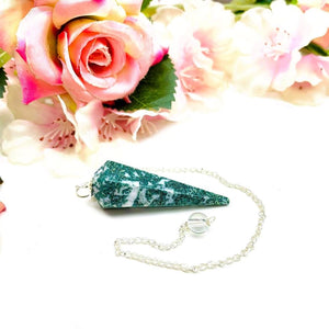 Tree Agate Cone Shaped Pendulum